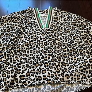 Entro Animal Print Blouse with Colorful V-Neck